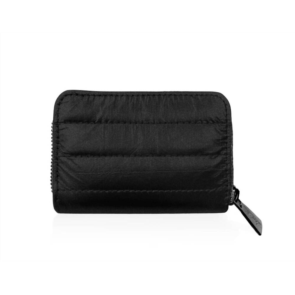 NEW HI LOVE TRAVEL women's puffer zipper wallet in shimmer black